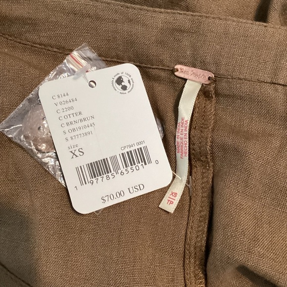 Free People Leyla Button Front Long Sleeve Romper XS Otter Brown - Picture 6 of 7